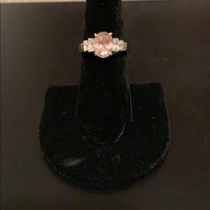 Pink stone silver ring 925